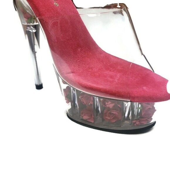 Pleaser Delight 6" Heel Platform Pumps Women's Size 6  Pink Flowers Sexy… - Picture 6 of 12